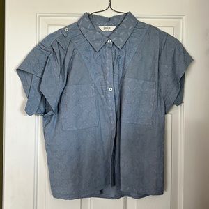 Joie pale blue floral cut out button up top